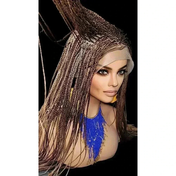 Premium Hand-Braided Wig Full Lace Wig Color #30 micro million braids - Picture 9 of 15